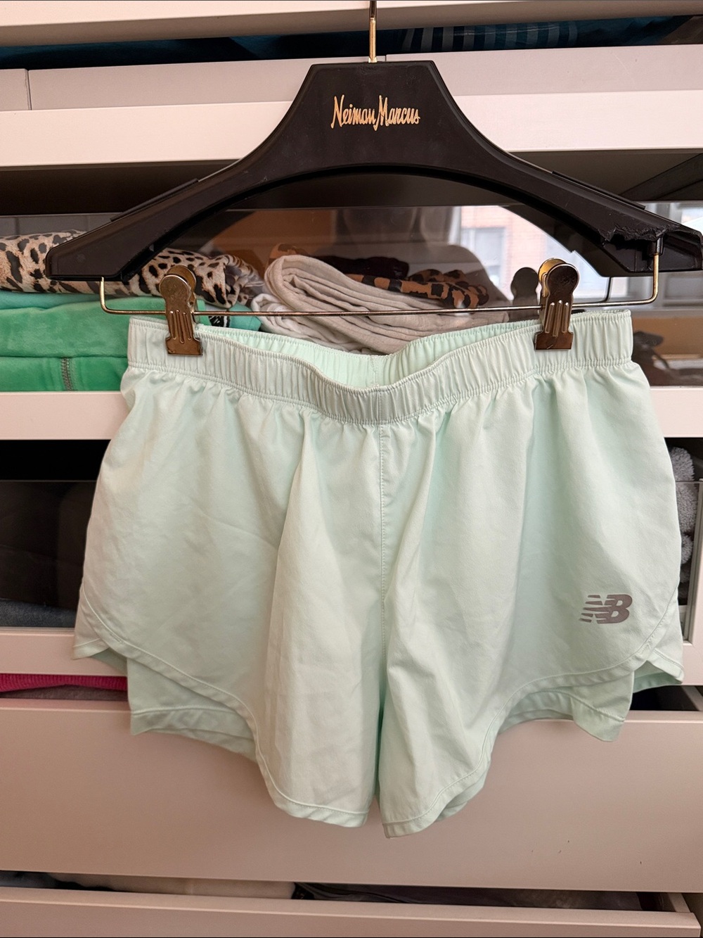 New Balance Light Mint Athletic Shorts with Reflective Logo